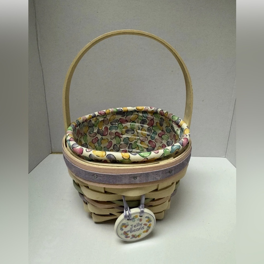 Longaberger Whitewashed Celebration Easter Jellybean Easter Basket Bundle